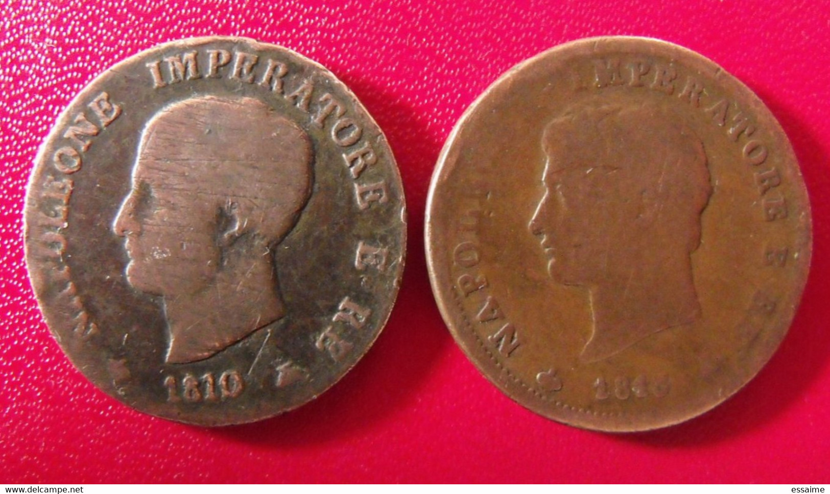 Lot De 2 Pièces De 1 Soldo. Napoleone Imperatore E Re. Regno D'italia . 1810, 1813. Napoleon - Other & Unclassified