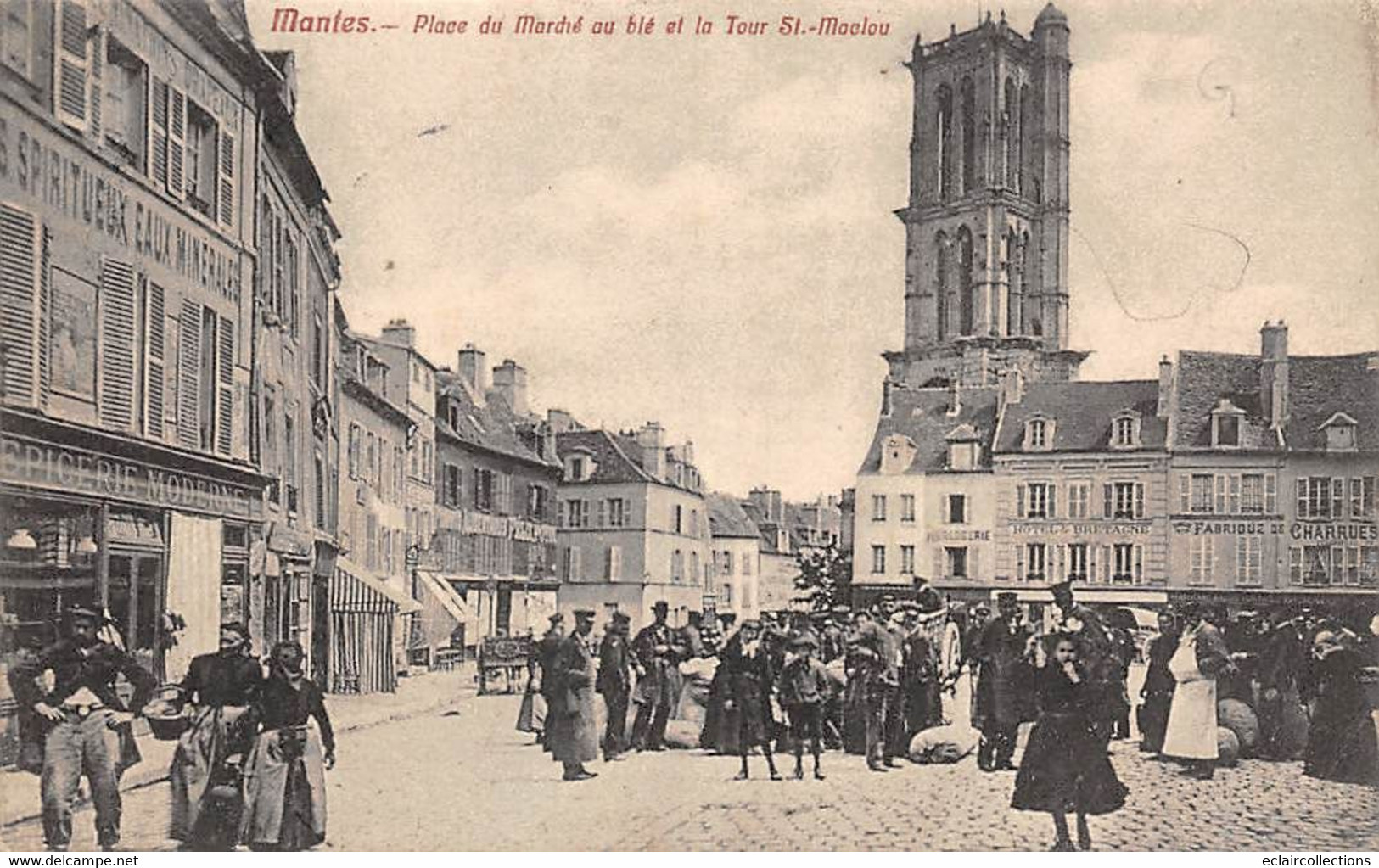 Mantes La Jolie        78          Place Du Marché  Et Jour De  Marché    (voir Scan) - Mantes La Jolie