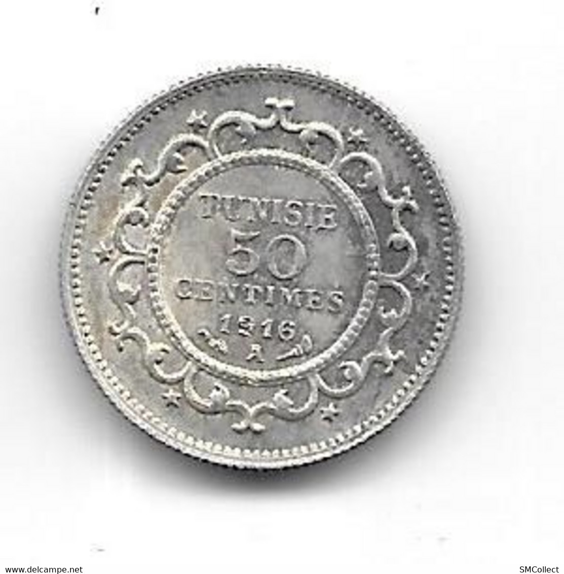 Tunisie, 50 Centimes Argent 1916 Année 1334 (36) - Tunisia