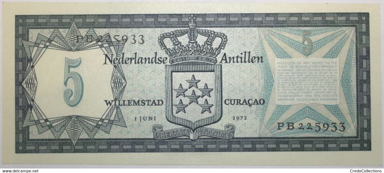 Antilles Néerlandaises - 5 Gulden - 1972 - PICK 8b - SPL - Nederlandse Antillen (...-1986)