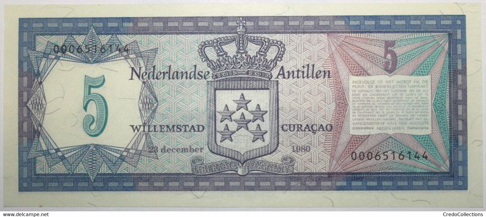 Antilles Néerlandaises - 5 Gulden - 1980 - PICK 15a - SPL - Antillas Neerlandesas (...-1986)