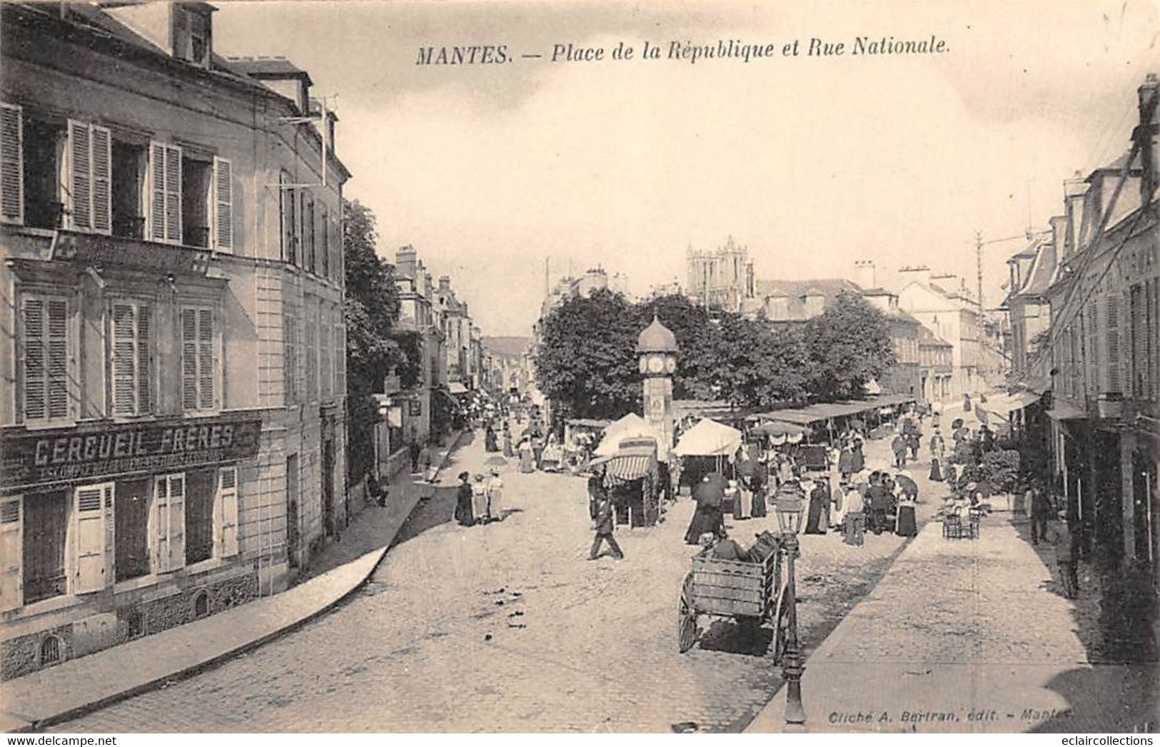 Mantes La Jolie        78       Rue De La République Et Rue Nationale..Jour De Marché     (voir Scan) - Mantes La Jolie