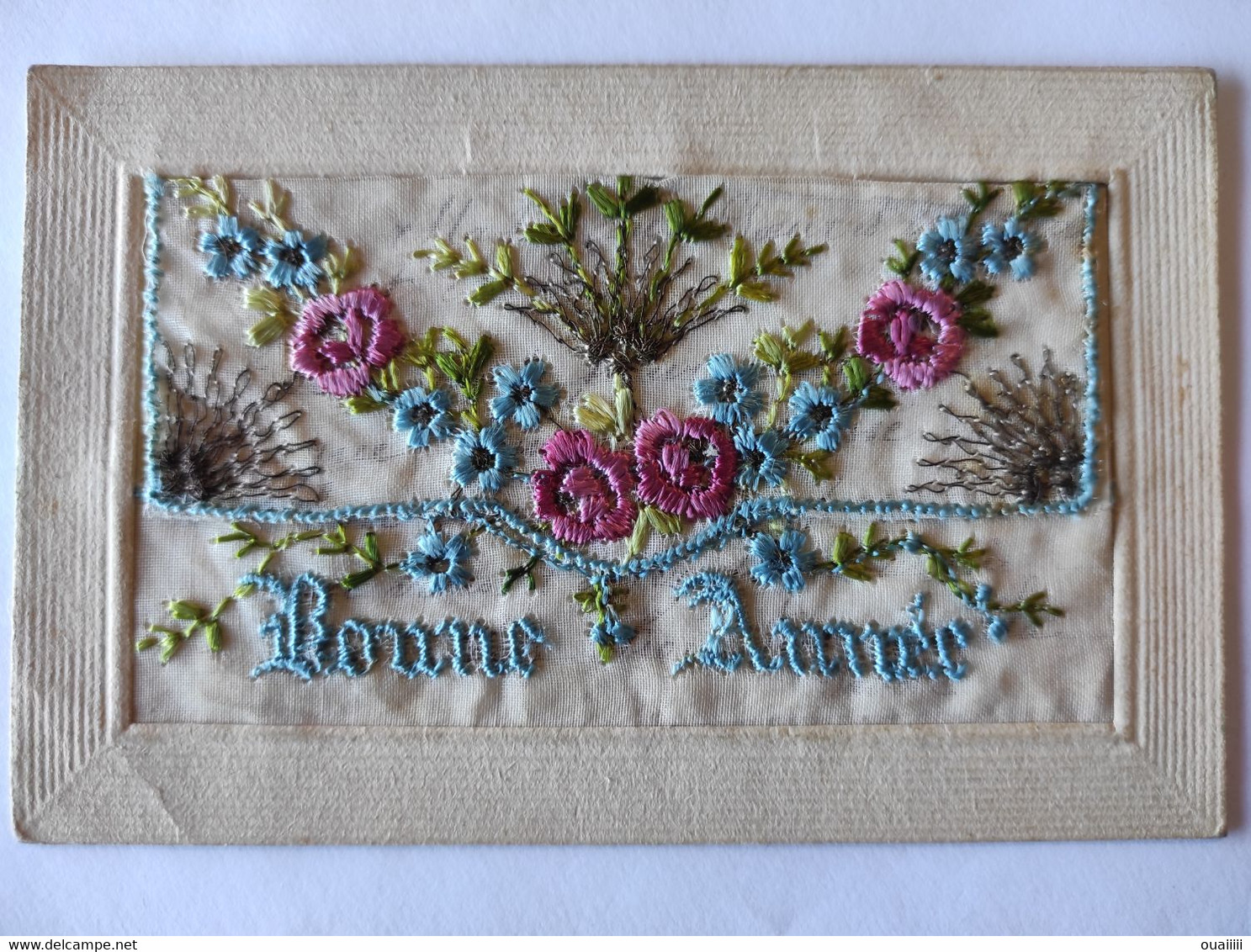 Cpa, Carte Brodée, Fleurs, Bonne Année - Embroidered