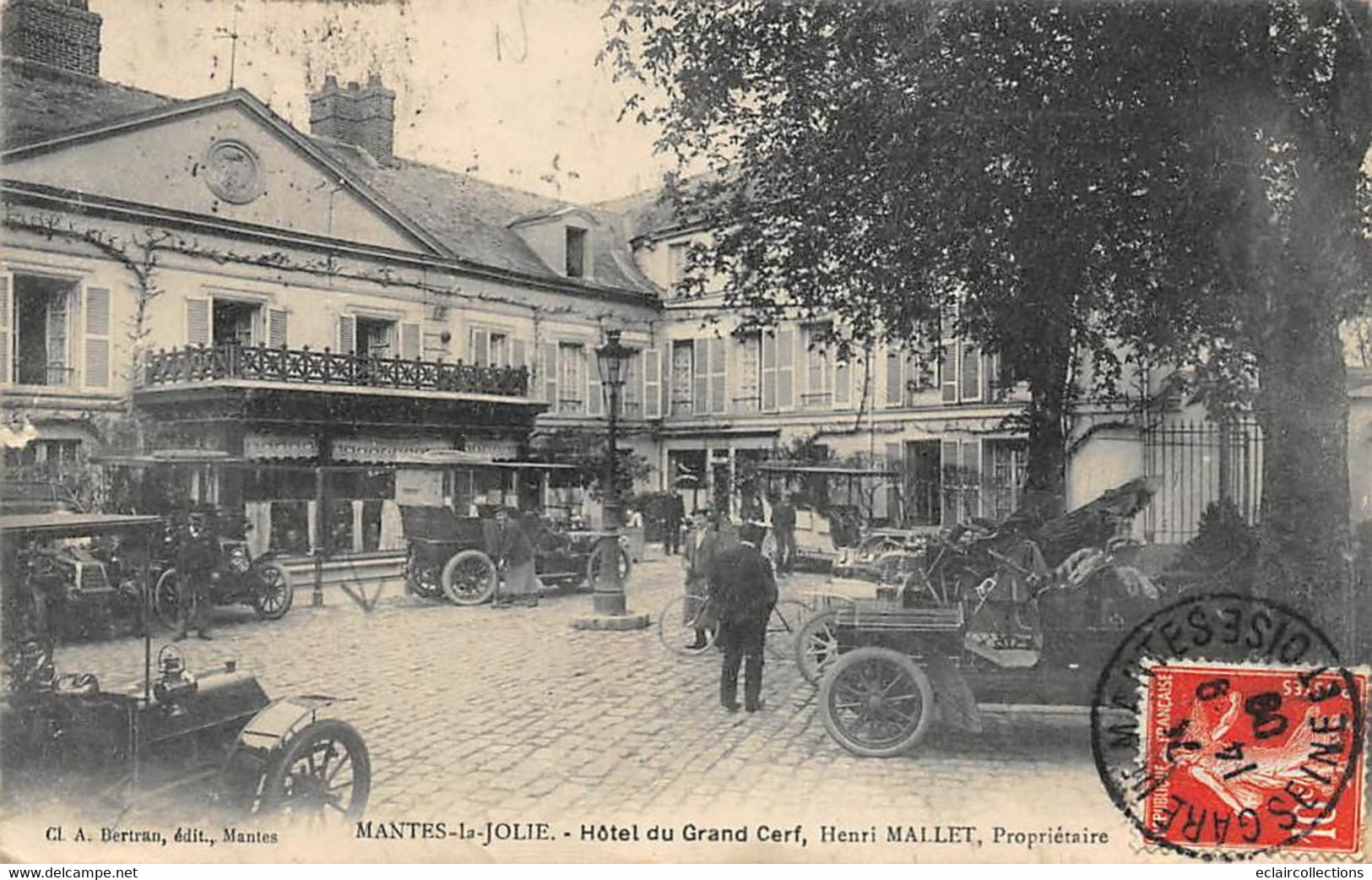 Mantes La Jolie          78         Grand Hôtel Du Grand Cerf.   Henri Mallet Propriétaire   (voir Scan) - Mantes La Jolie