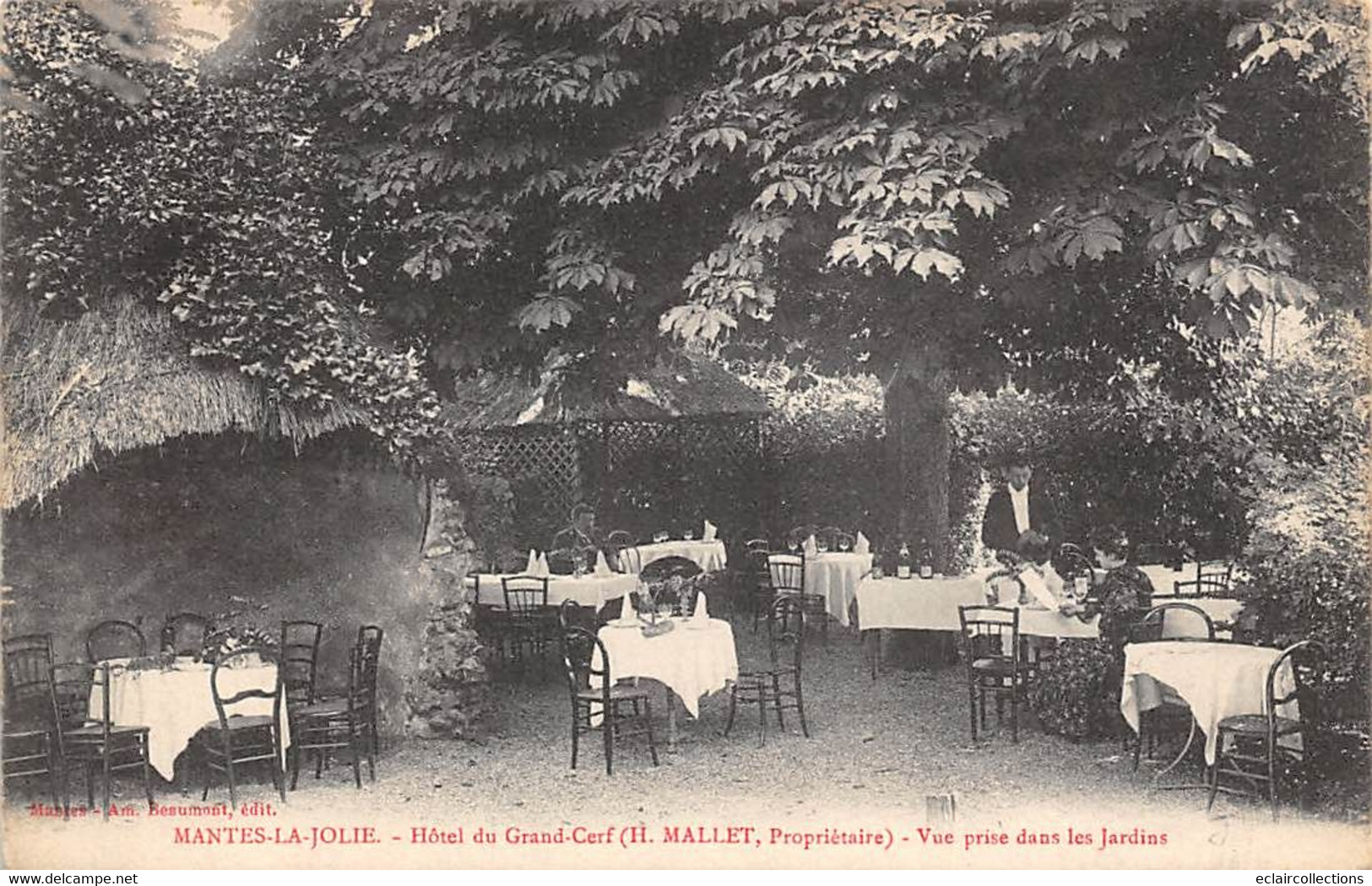 Mantes La Jolie          78         Grand Hôtel Du Grand Cerf.   Henri Mallet    Vue Prise Dans Les Jardins  (voir Scan) - Mantes La Jolie