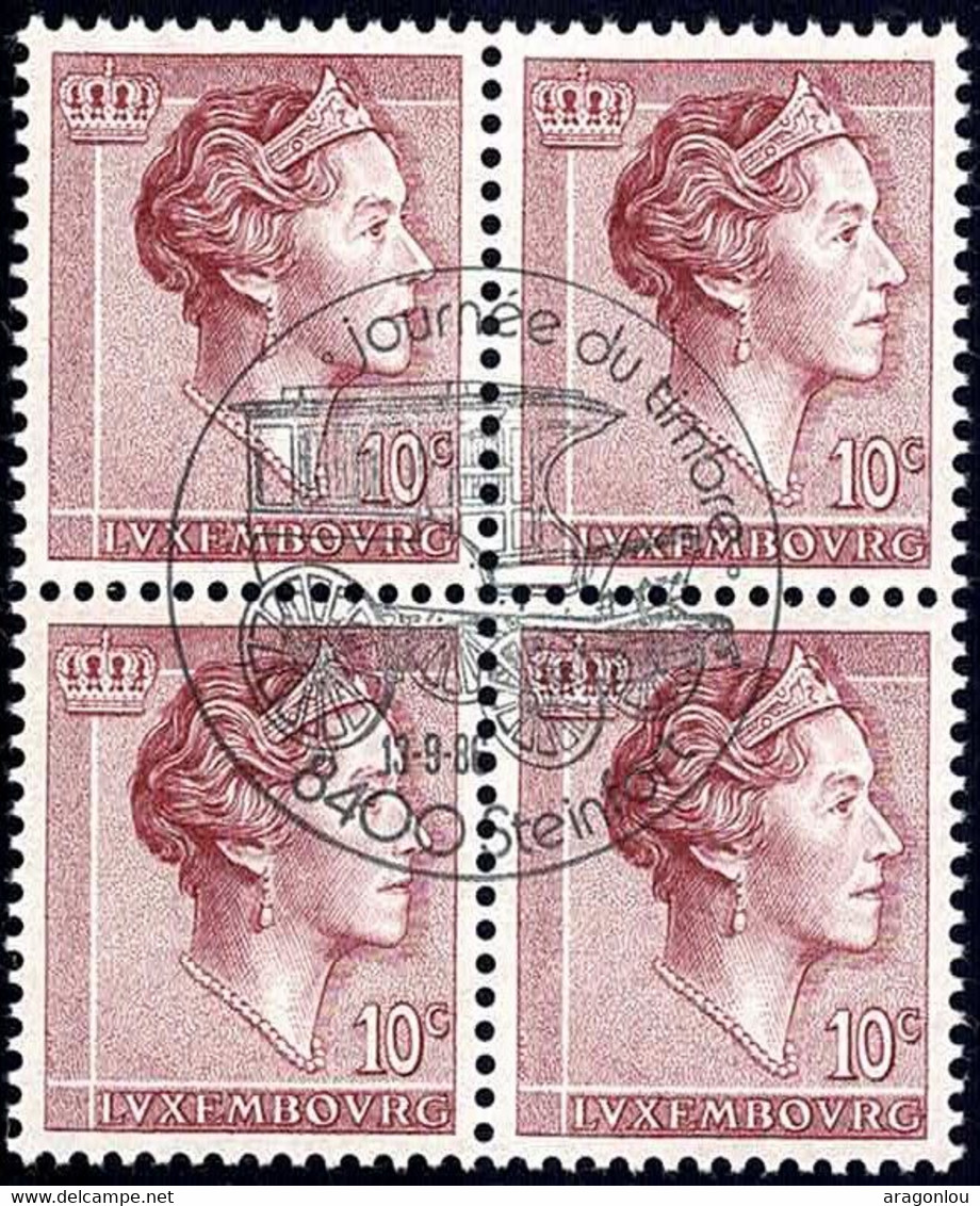 Luxembourg, Luxemburg 1961 Charlotte 4x 10c. Bloc, Cachet Journée Du Timbre Steinfort 1986 - 1960 Charlotte, Diadem