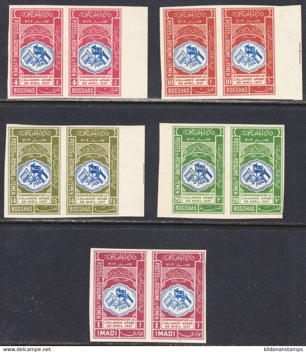 Yemen 1939 Mint No Hinge, Imperforate, Pairs, Sc# 24,26-29 - Yémen
