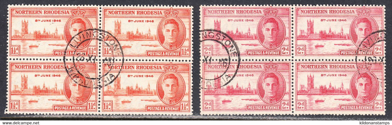 Northern Rhodesia 1946 Peace Issue, First Day Of Issue, Cancelled, Sc# ,SG 46-47 - Nordrhodesien (...-1963)