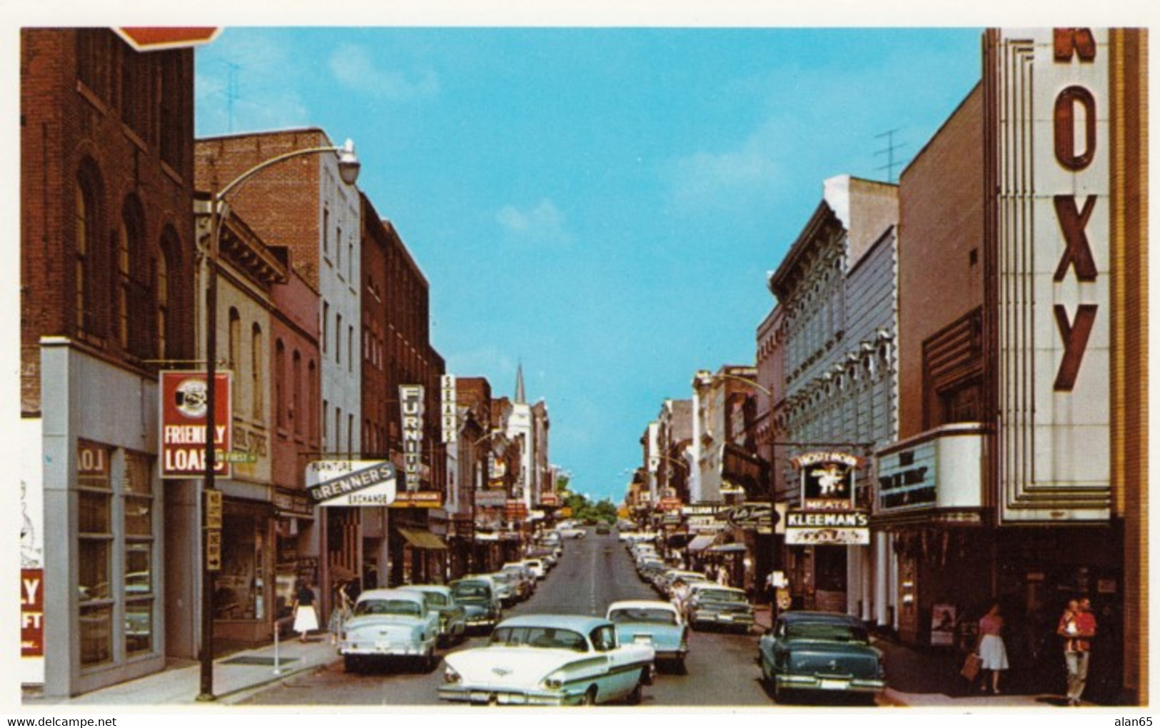 Clarksville Tennessee, Business District Street Scene, Many Signs, Theater, Autos, C1950s/60s Vintage Postcard - Clarksville