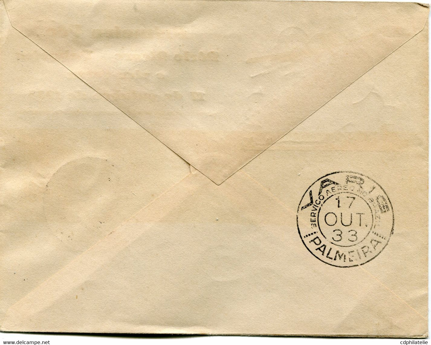 BRESIL LETTRE PRIMEIRO VOO PORTO ALEGRE - PALMEIRA E VICE-VERSA 17 DE OUTUBRO DE 1933 DEPART PORTO ALEGRE 17 OUT 33..... - Luftpost (private Gesellschaften)