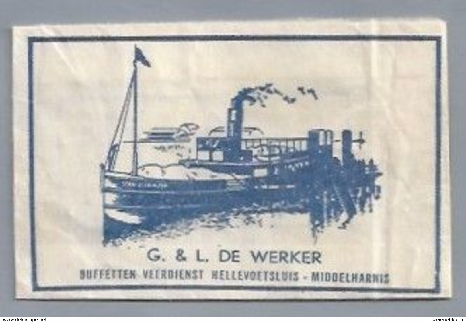 NL.- HELLEVOETSLUIS - MIDDELHARNIS. BUFFETTEN VEERDIENST. G.& L. DE WERKER. Suikerzakje. Sucre. Sugar. Zucker. Zucchero. - Azúcar