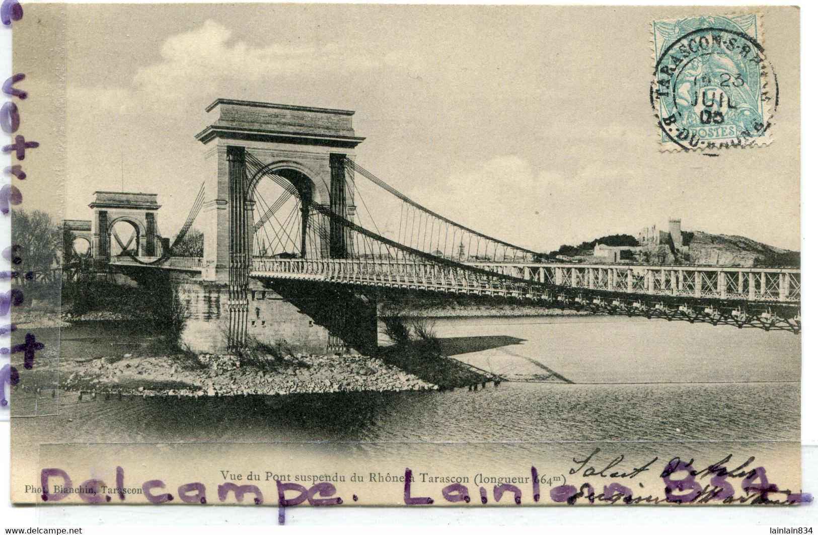 - Vu Sur Le Pont Suspendu Du Rhône, à TARASCON - écrite, 1905, Splendide, Cachet, TBE, Scans. - Tarascon