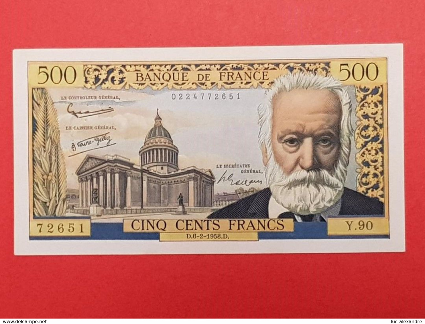 500 Francs Victor Hugo 1958 - 500 F 1954-1958 ''Victor Hugo''