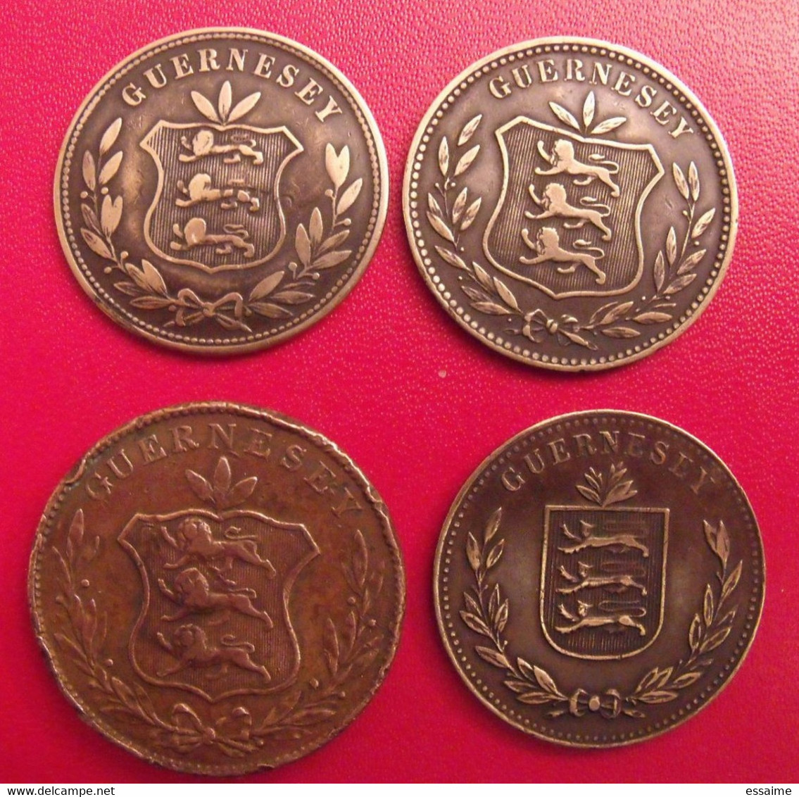 Lot De 4 Pièces De Guernesey. 8 Doubles De 1834, 1864, 1911, 1920 - Guernesey