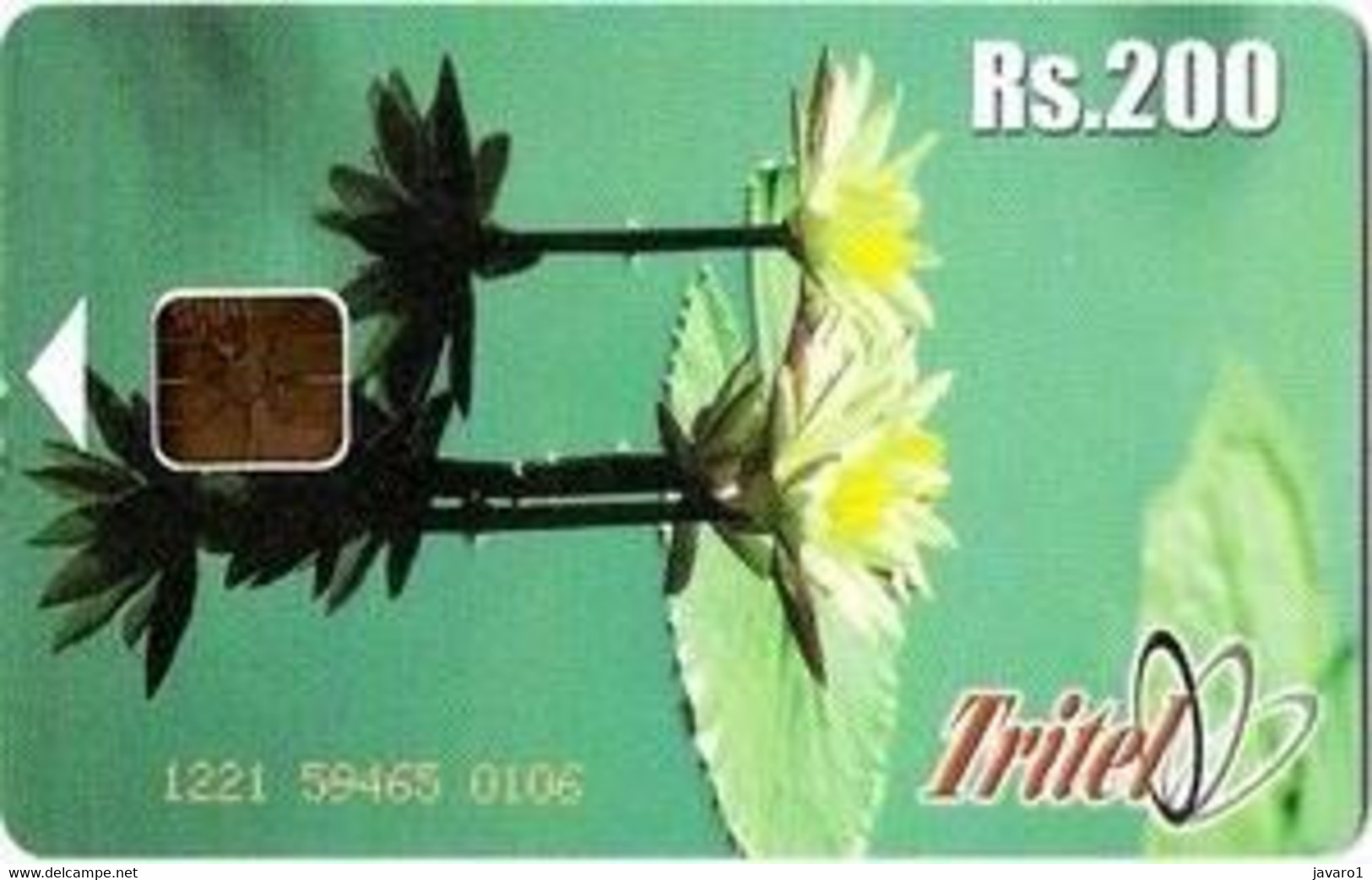 TRITEL : TRI17 200 Water Flowers Lotus (chip 1) USED - Sri Lanka (Ceylon)