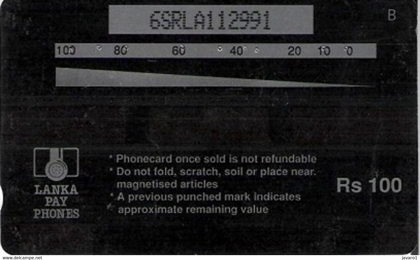 SRILANKA : 06A Rs100 Calendar 1994 + Phonecabin MINT - Sri Lanka (Ceylon)