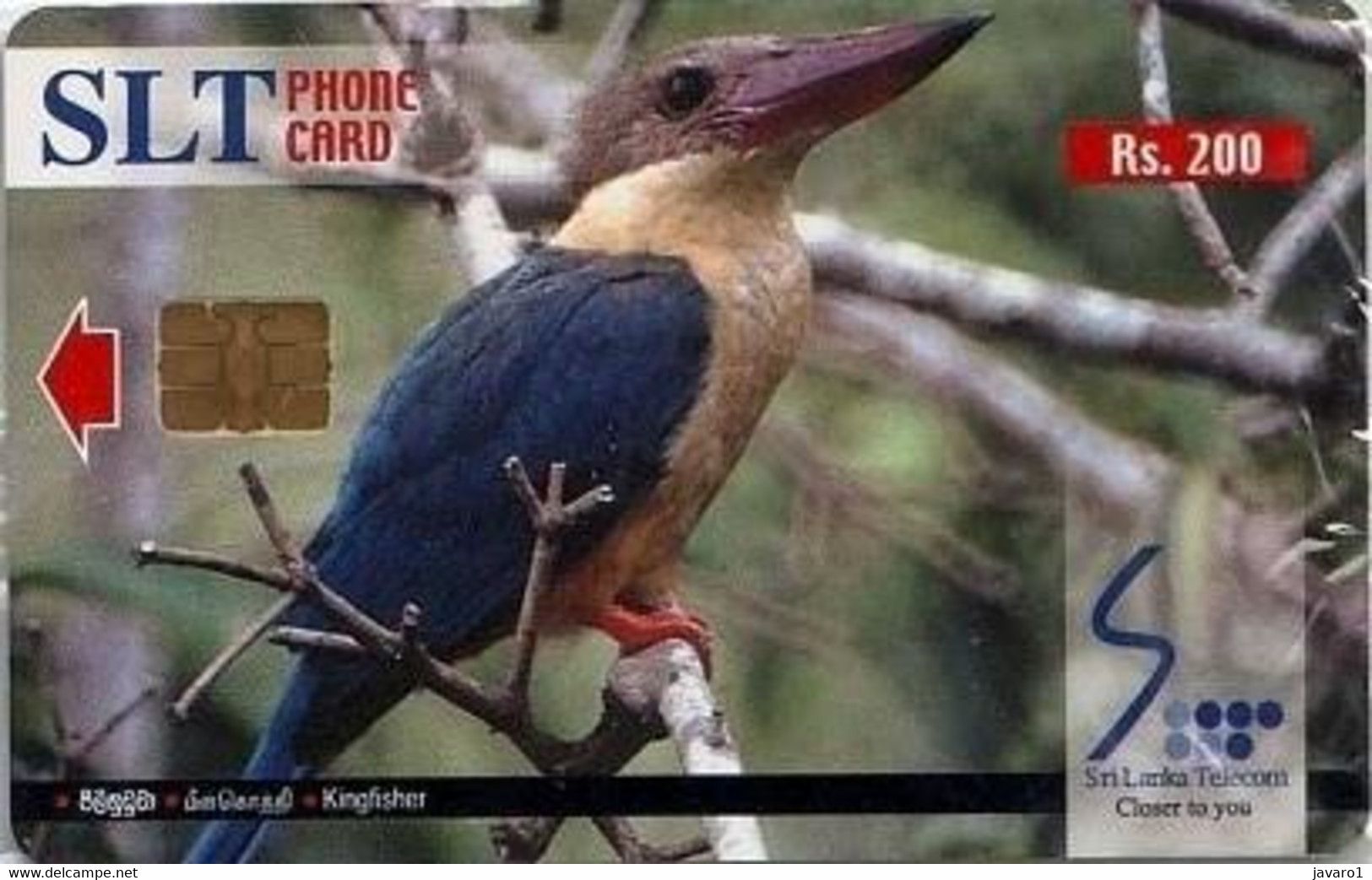 SLT : TC07A Rs200 Bird Kingfisher NOT (closer To You) USED - Sri Lanka (Ceylon)