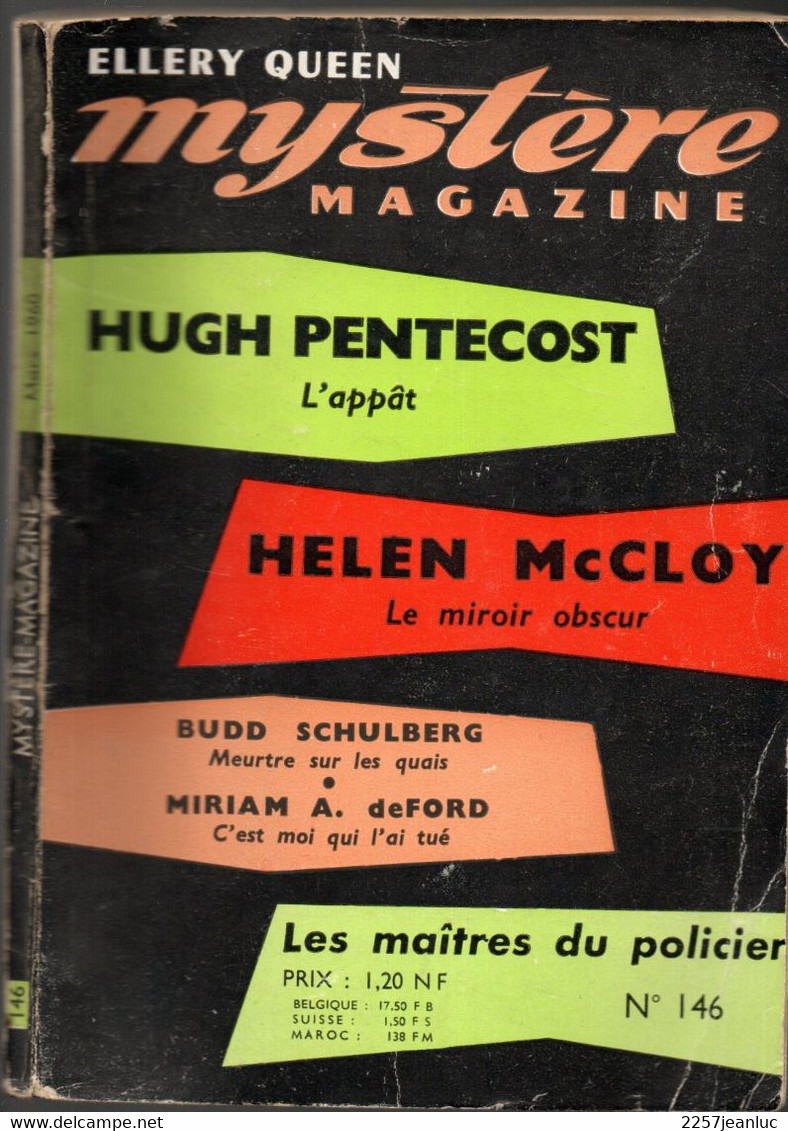 Mystère Magazine  N: 146 - De Ellery Queen - Années 1960 - Jacquier, Ed.