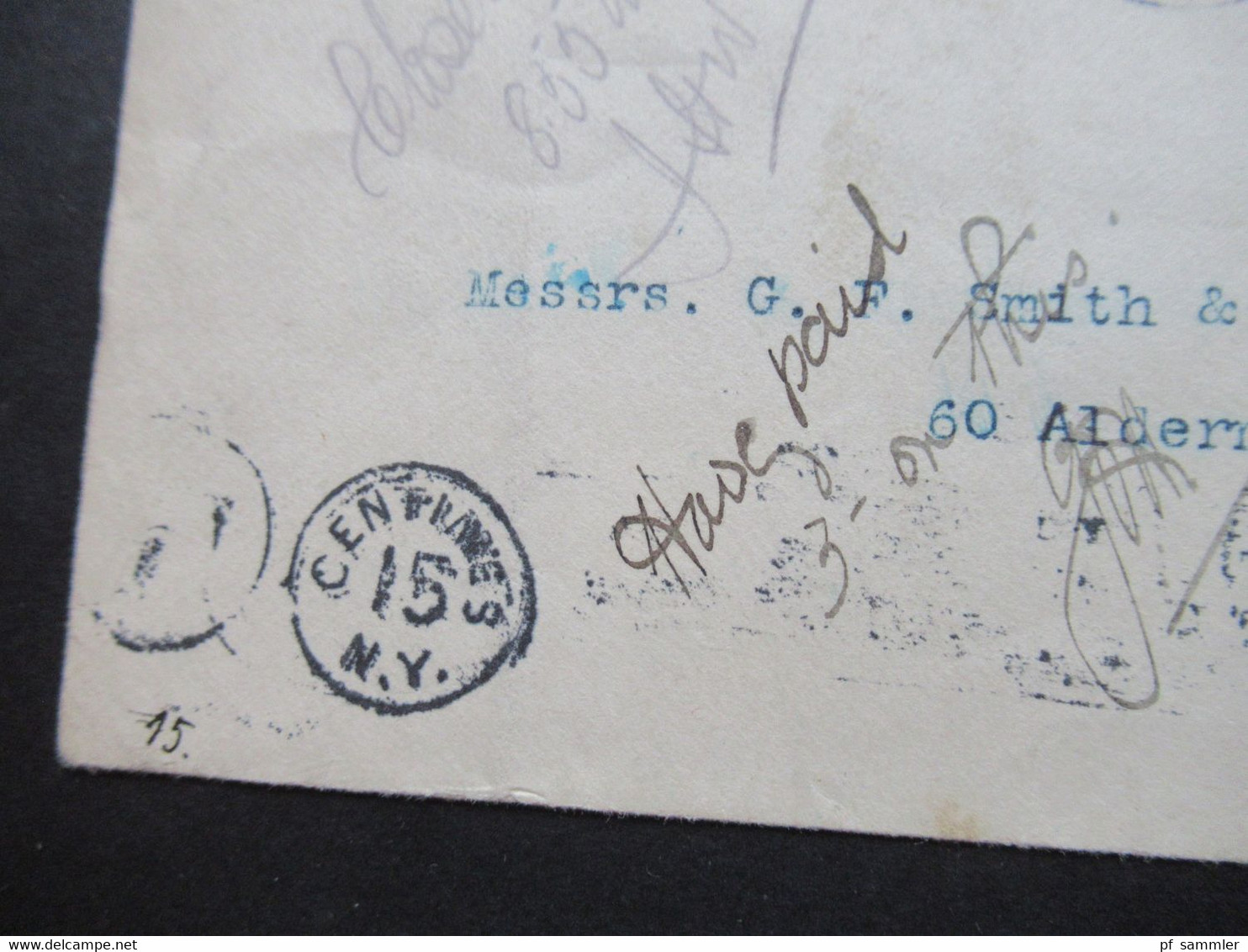 USA 1905 GA Umschlag Mit Fahnenstempel Washington DC Station A Und 3 F.B.B. Stempel Nach London / Nachporto - Cartas & Documentos