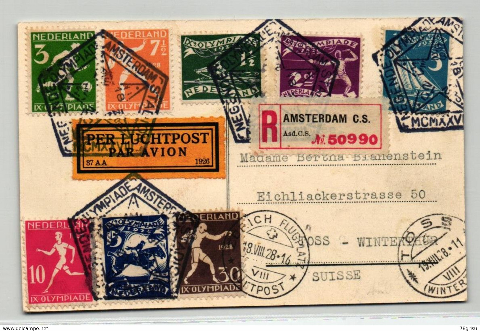 Amsterdam 1928 - Laufen, Boxen, Rudern, SST Stadion, Luftpost Schweiz Reko, Postcard Carte Postale Olympiade Olympic - Summer 1912: Stockholm