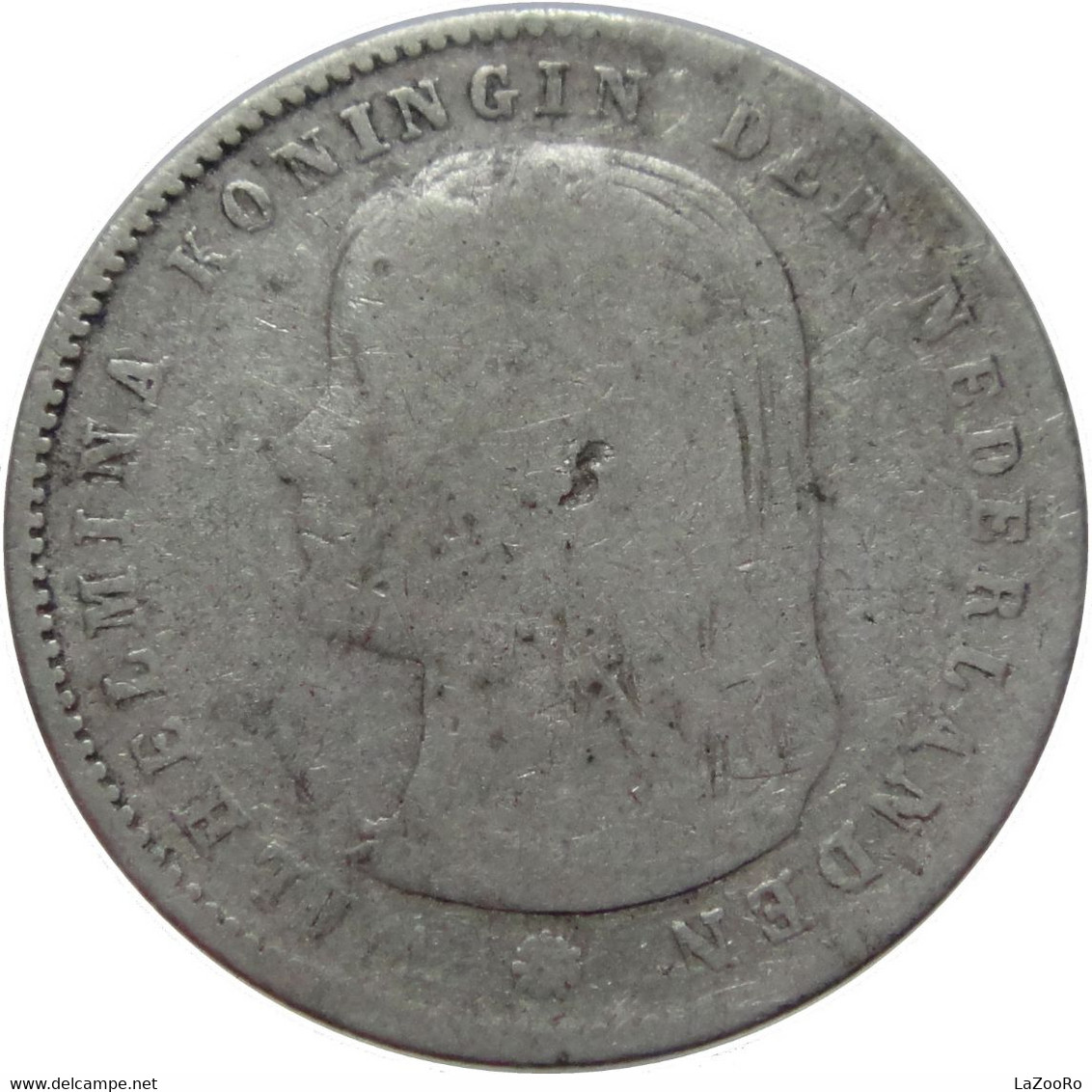 LaZooRo: Netherlands 25 Cents 1896 VF 'key Date' - Silver - 25 Cent