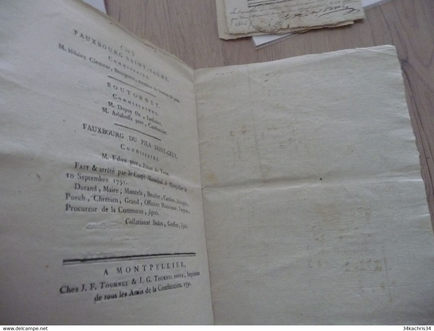 Montpellier Révolution 10/09/1791 Arrêté Du Corps Municipal établissement Commissaires De Police Dans Les Faubourgs - Gesetze & Erlasse