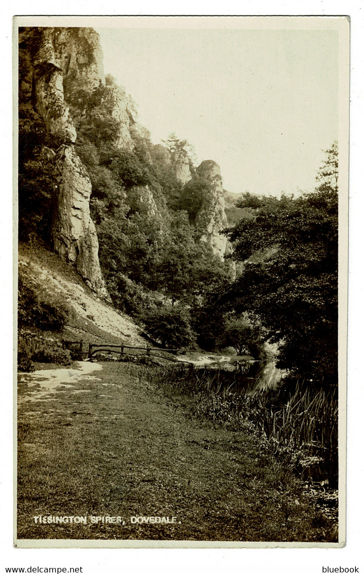 Ref 1455 - Early Real Photo Postcard - Tissington Spires Dovedale Derbyshire Peak District - Derbyshire