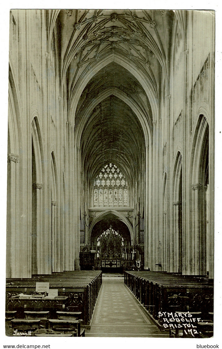 Ref 1456 -  2 X Early Real Photo Postcards - St Mary's Redcliff Church Interior - Bristol - Bristol