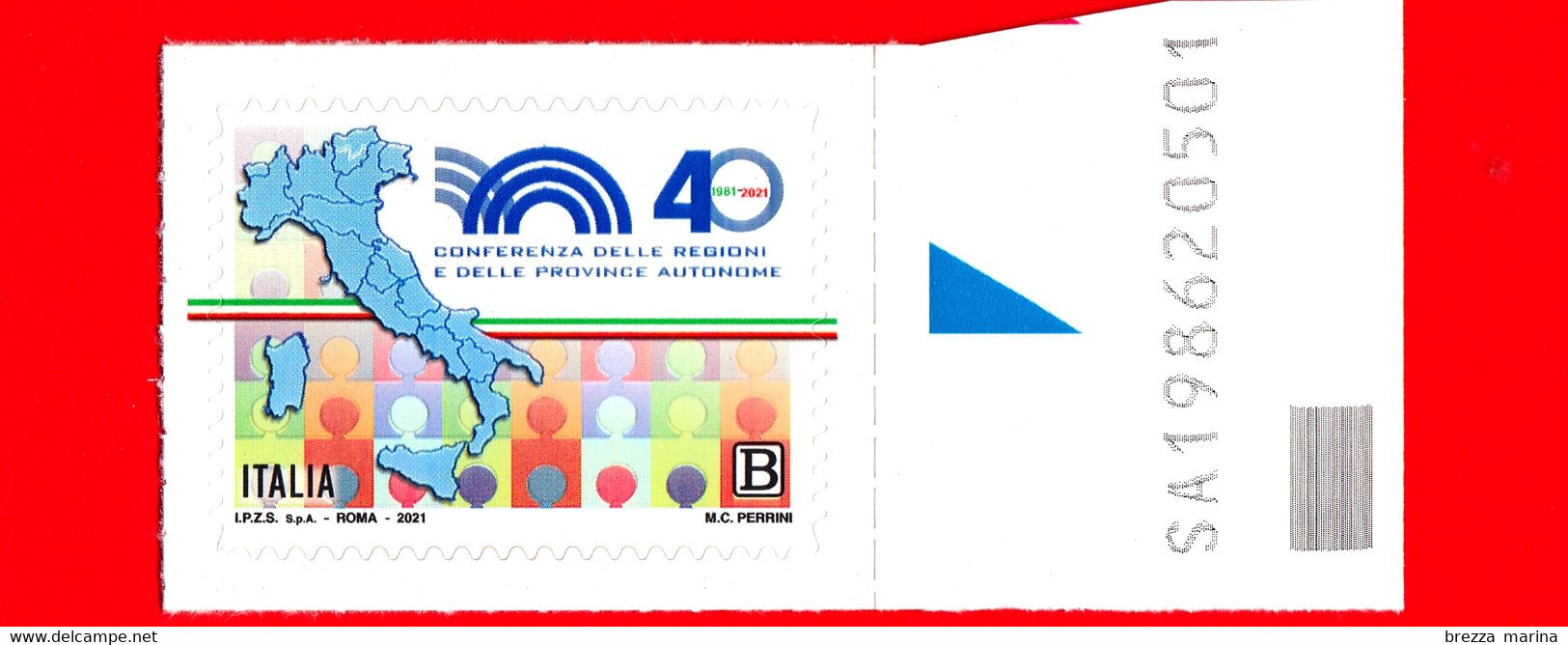 Nuovo - MNH - ITALIA - 2021 - 40 Anni Della Conferenza Delle Regioni E Delle Province Autonome – Logo - B - Alfanumerico - 2021-...: Nieuw/plakker