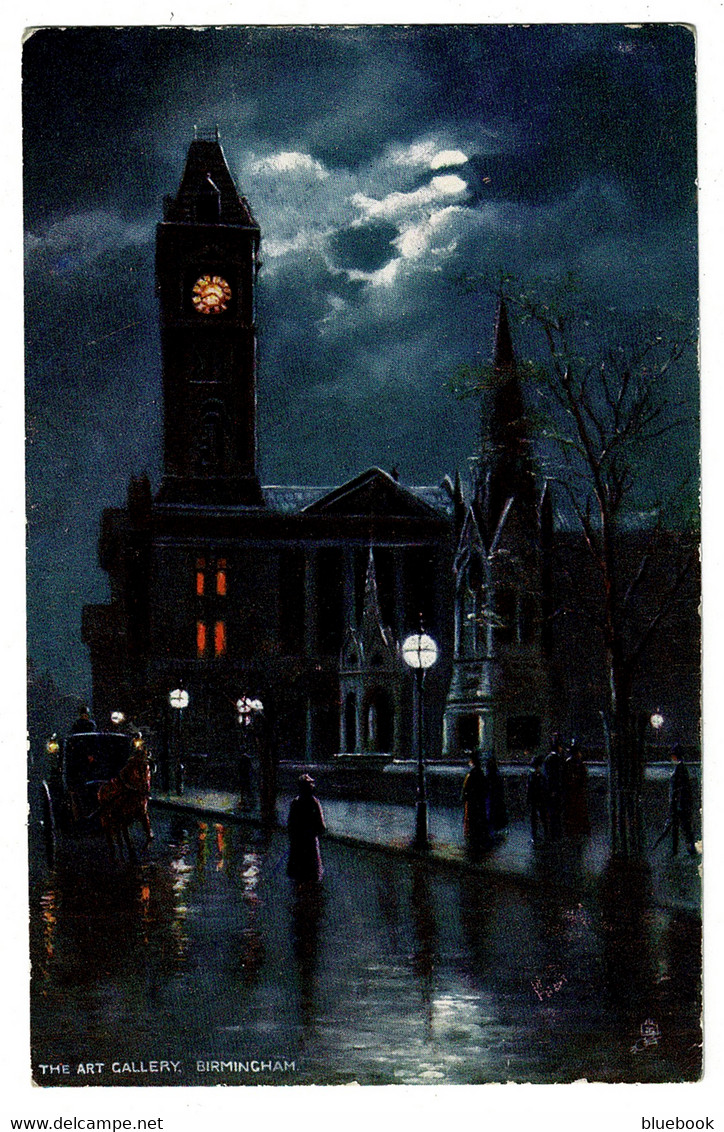 Ref 1457 - Early Raphael Tuck Postcard - Night View - Birmingham Art Gallery - Birmingham