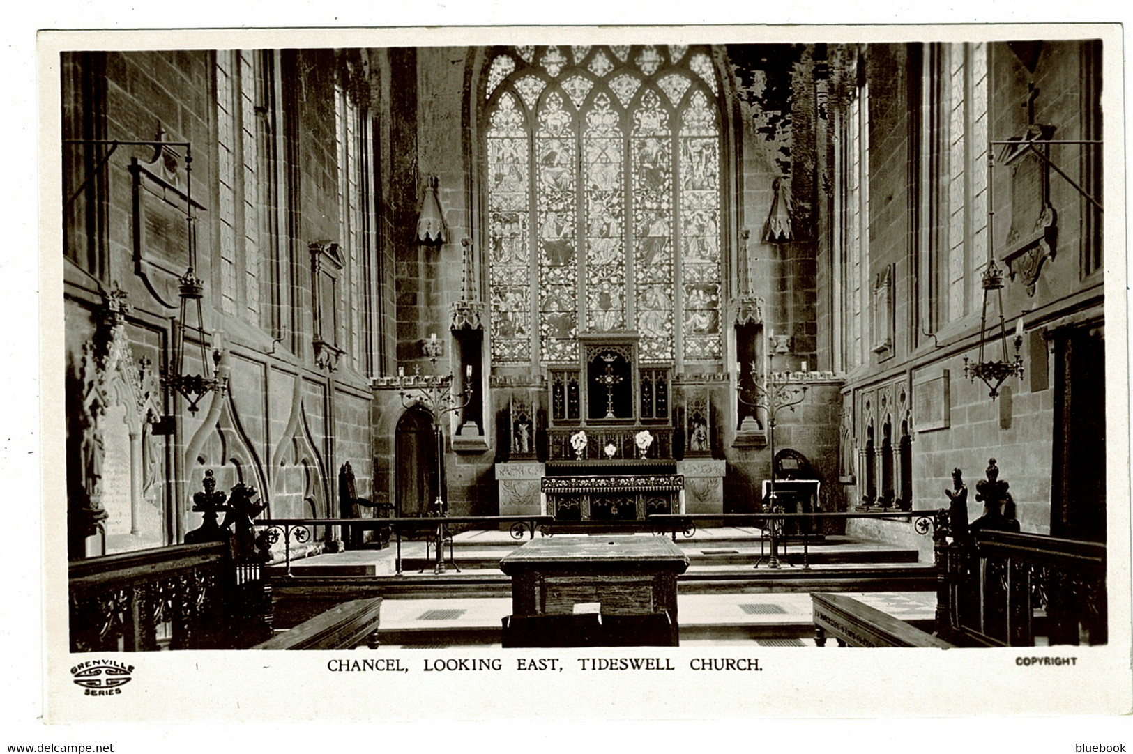 Ref 1457 - Real Photo Postcard - Tideswell Church Interior Derbyshire - Chancel Facing East - Derbyshire