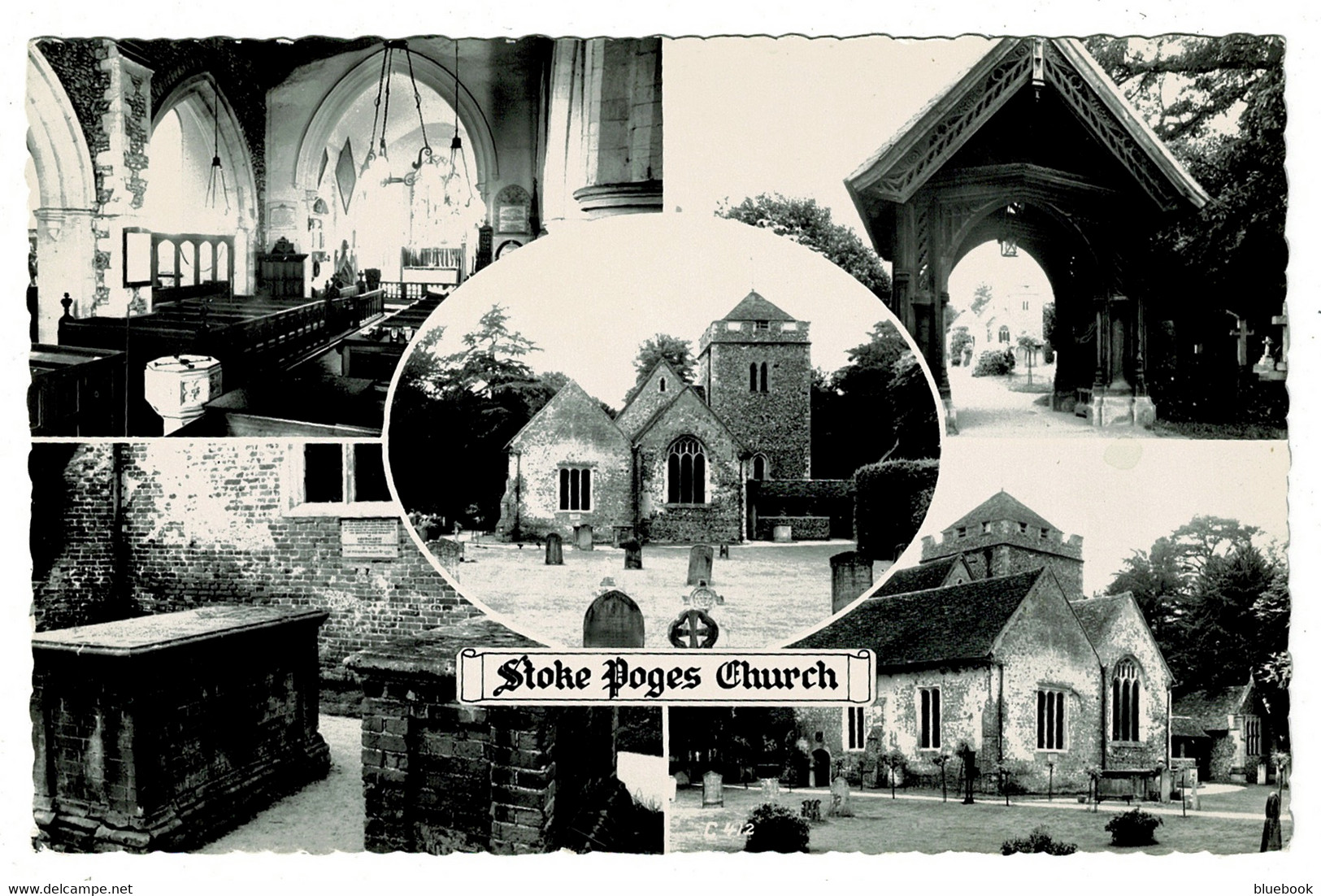 Ref 1457 - Real Photo Multiview Postcard - Stoke Poges Church - Buckinghamshire - Buckinghamshire