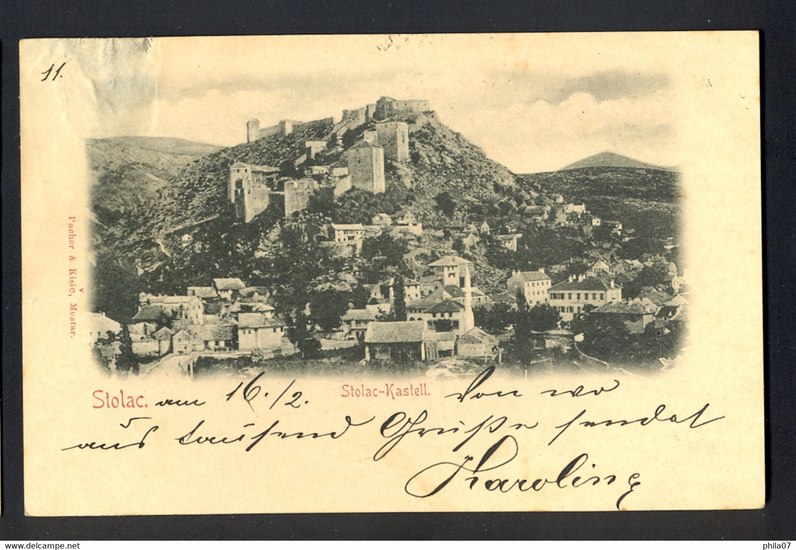 BOSNIA AND HERZEGOVINA - Stolac-Kastell / Visible Damage In Upper Left Corner / Year 1898 / Long Line Postcard Circulate - Bosnie-Herzegovine