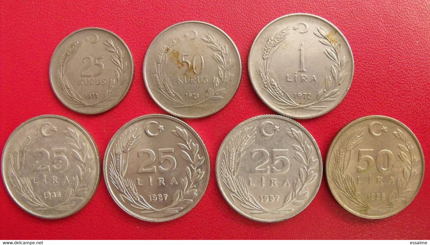 Lot De 7 Pièces De Turquie. 25, 50 Kurus, 1, 25, 50 Lira 1970/1987 - Turkey