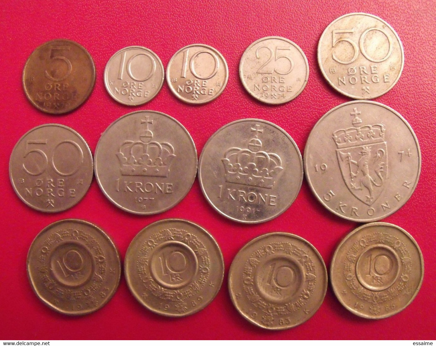 Lot De 13 Pièces De Norvège. 5, 10, 25, 50 Ore, 1, 5, 10 Kroner. 1974/1989. Norge. Olaf V - Norvège