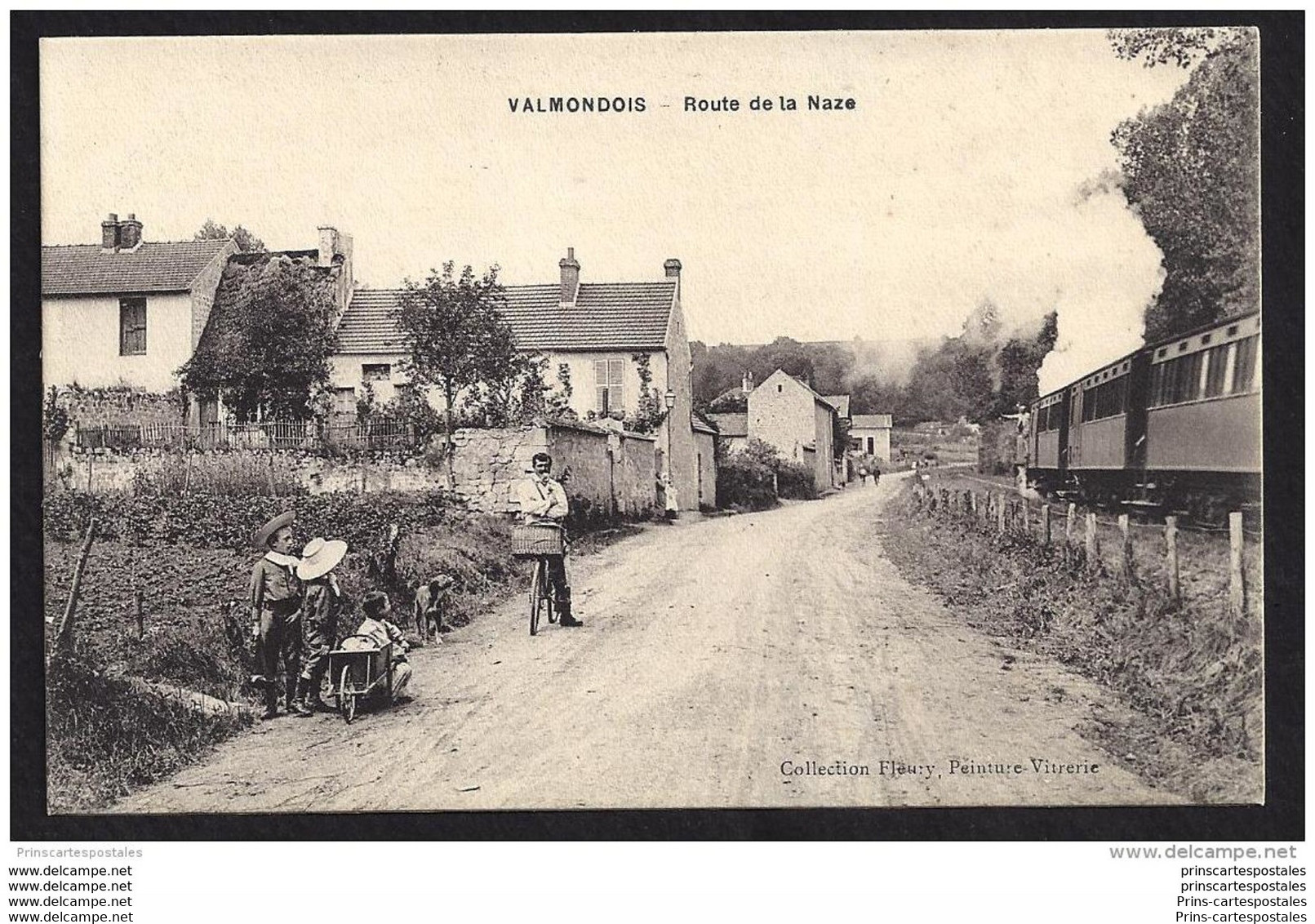 CPA 95 Valmondois Route De La Naze Et Le Train Tramway Ligne De Valmondois Marines - Valmondois