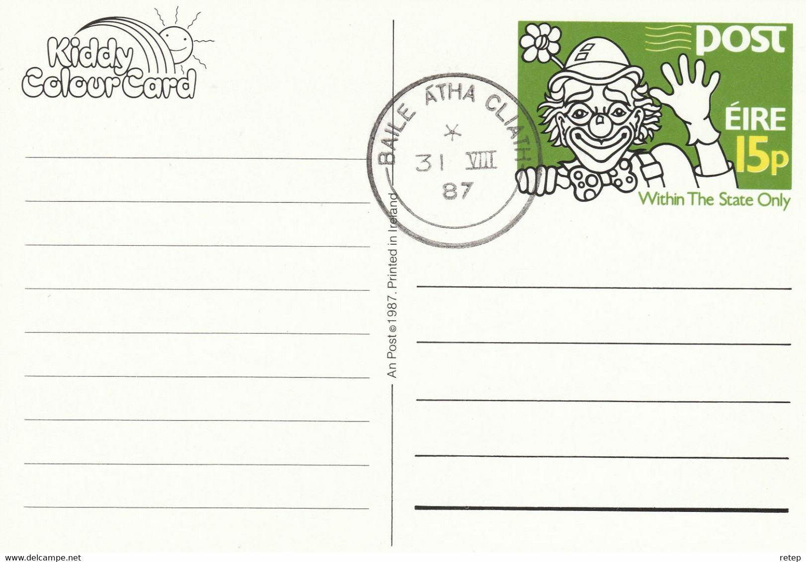 Ierland 1987, Entier Postal, Kinderkaart, Kleurkaart - Entiers Postaux