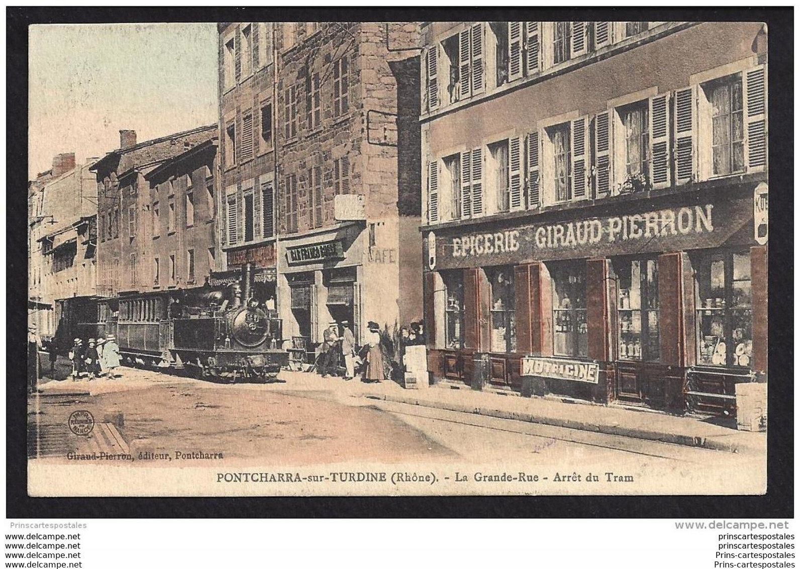 CPA 69 Pontcharra Sur Turdine La Grande Rue L'arret Du Train Tramway - Pontcharra-sur-Turdine