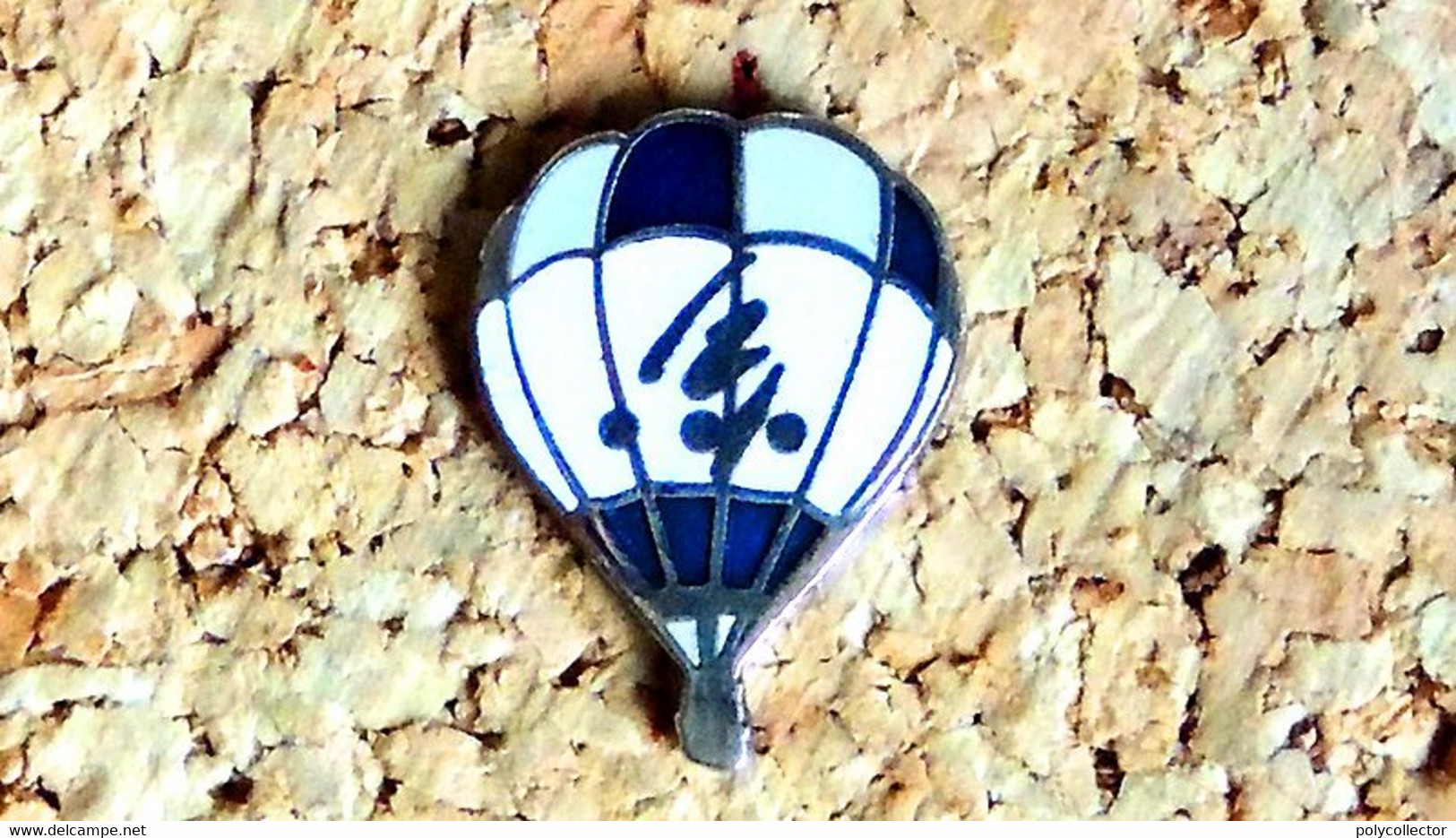 Pin's BALLON MONTGOLFIERE - Bleu Gris Blanc à Identifier - EMAIL - Fabricant JEF - Avions