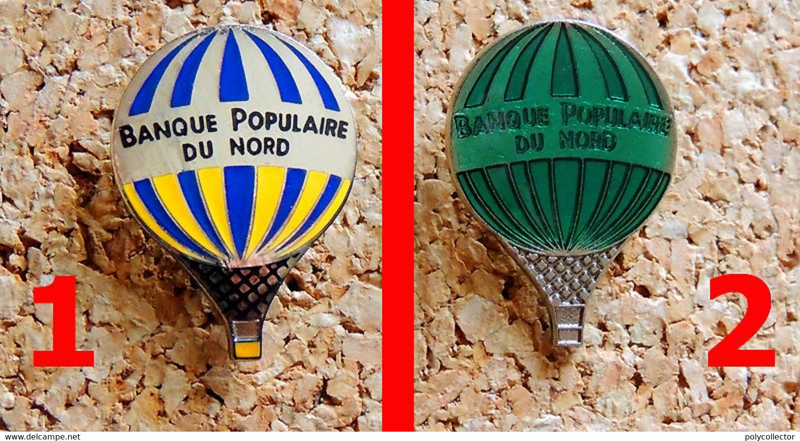 1 Pin's BALLON MONTGOLFIERE - Banque Populaire Du NORD - Métal Chromé époxy- Fabricant Inconnu (PHOTO N° 2) - Avions