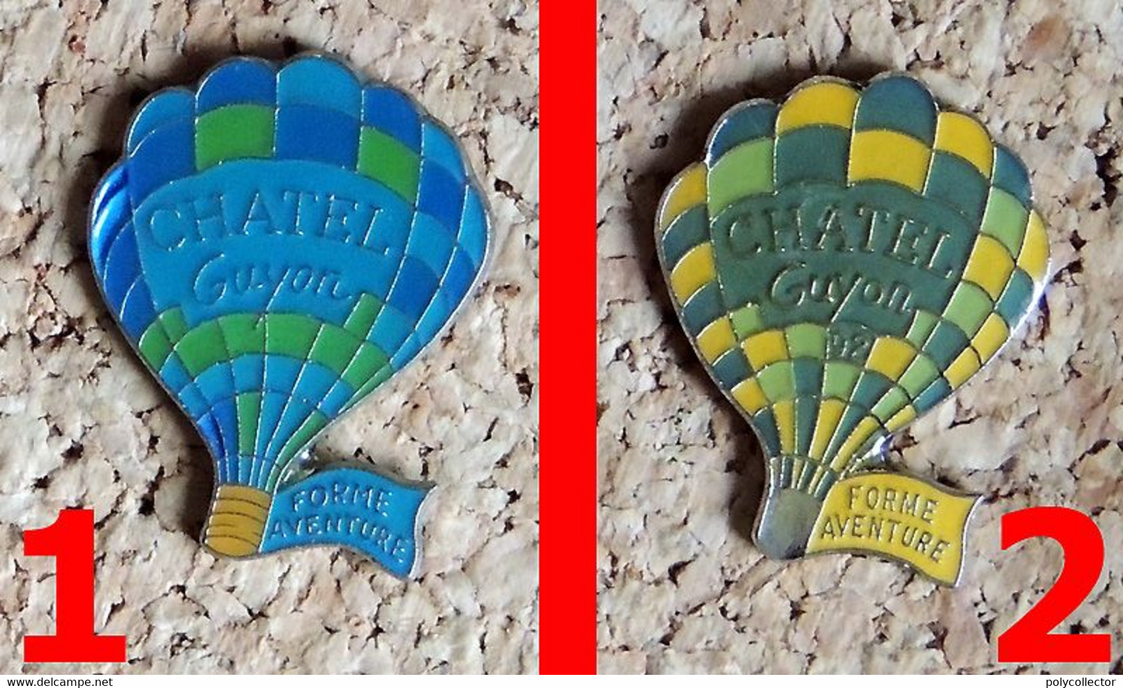 1 Pin's BALLON MONTGOLFIERE - CHATEL GUYON 63 1992 - Verni époxy - Fabricant ARCOS (PHOTO N° 2) - Avions