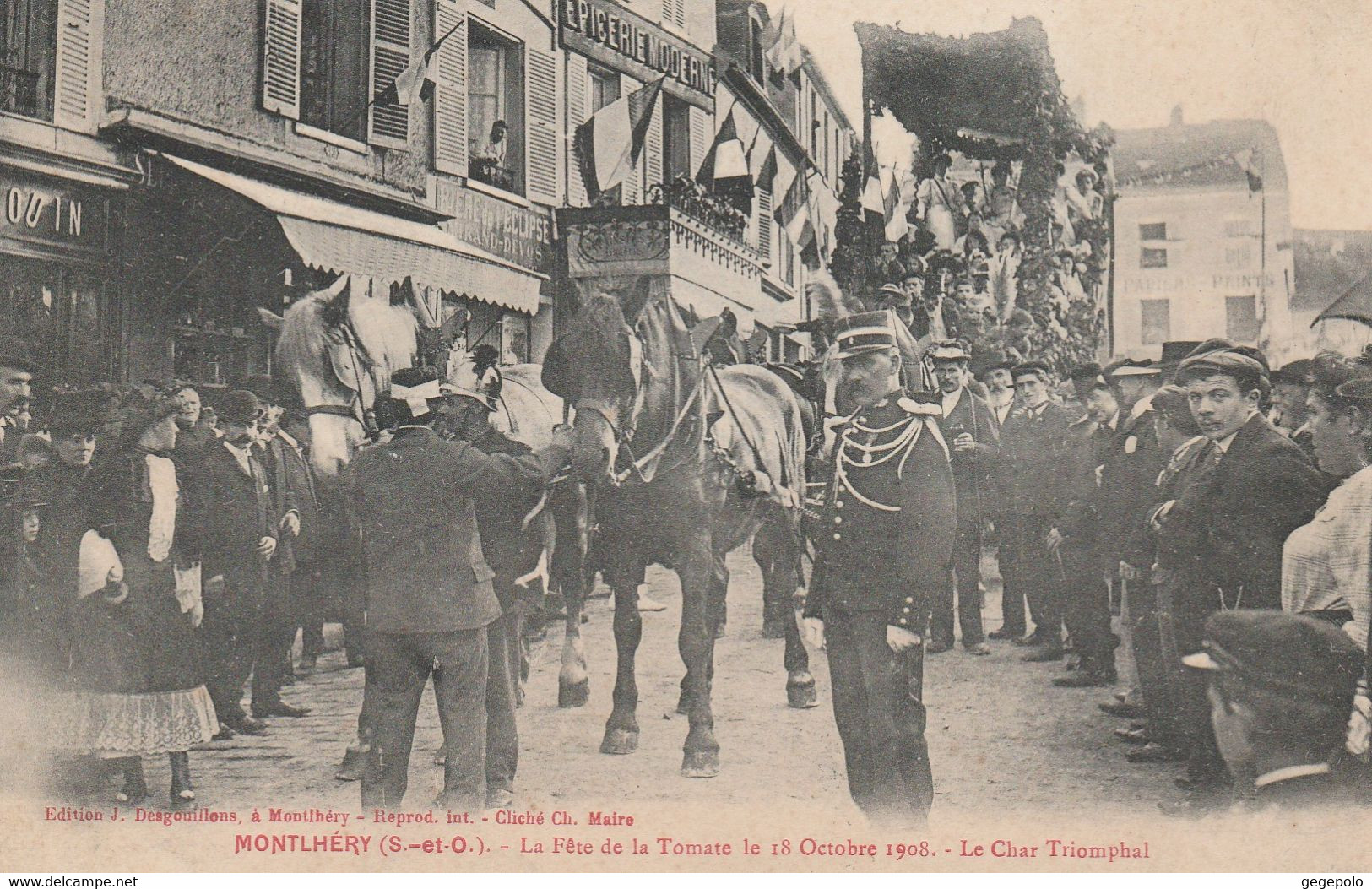 MONTLHERY - La Fête De La Tomate Le 18 Octobre 1908 - Le Char Triomphal - Montlhery