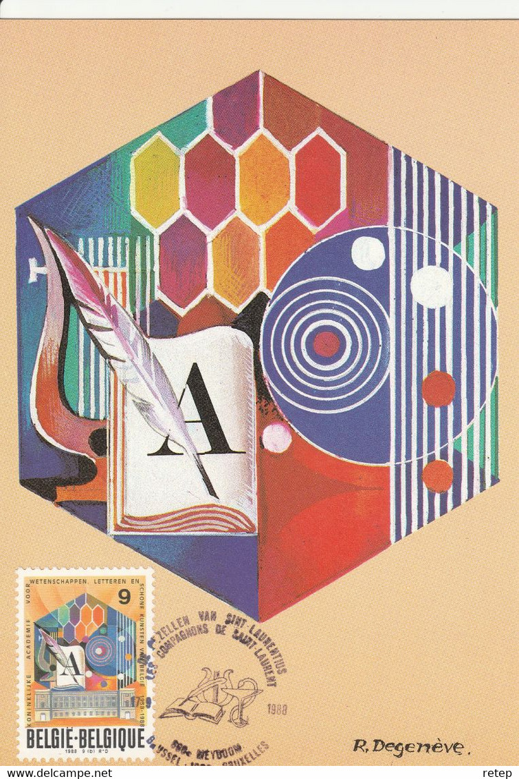 België 1988, Maximumkaart Koninklijke Academie Van Wetenschappen - 1981-1990