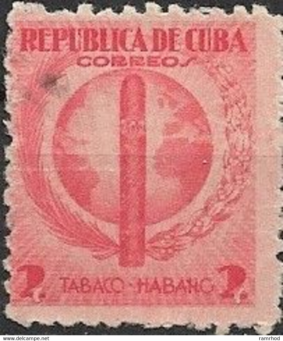 1939 Havana Tobacco Industry - 2c. Cigar, Globe And Wreath Of Leaves FU - Usati