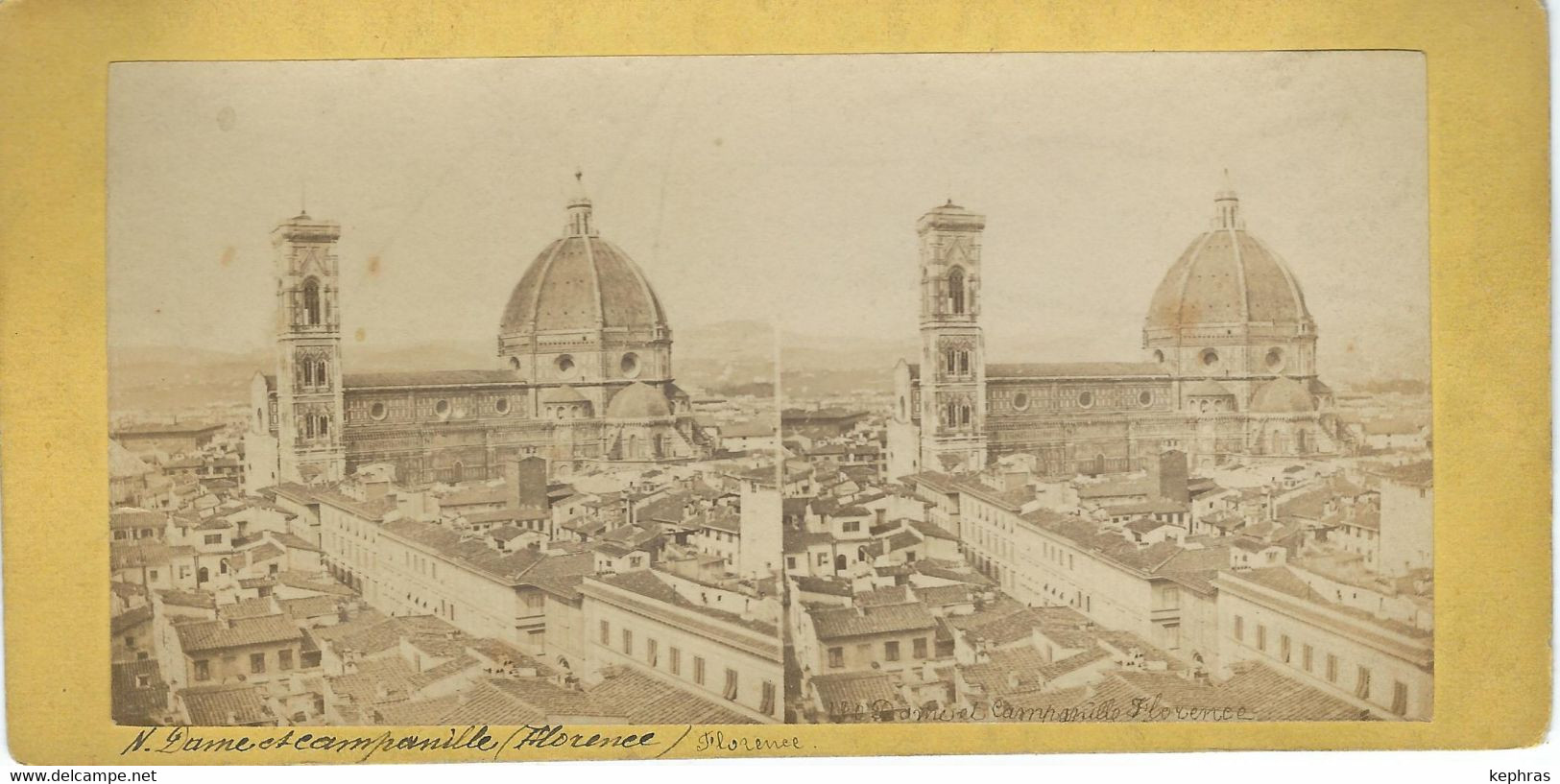 Photo Stéréo - ITALIE - FLORENCE - Notre-Dame Et Le Campanile - Stereoscopic