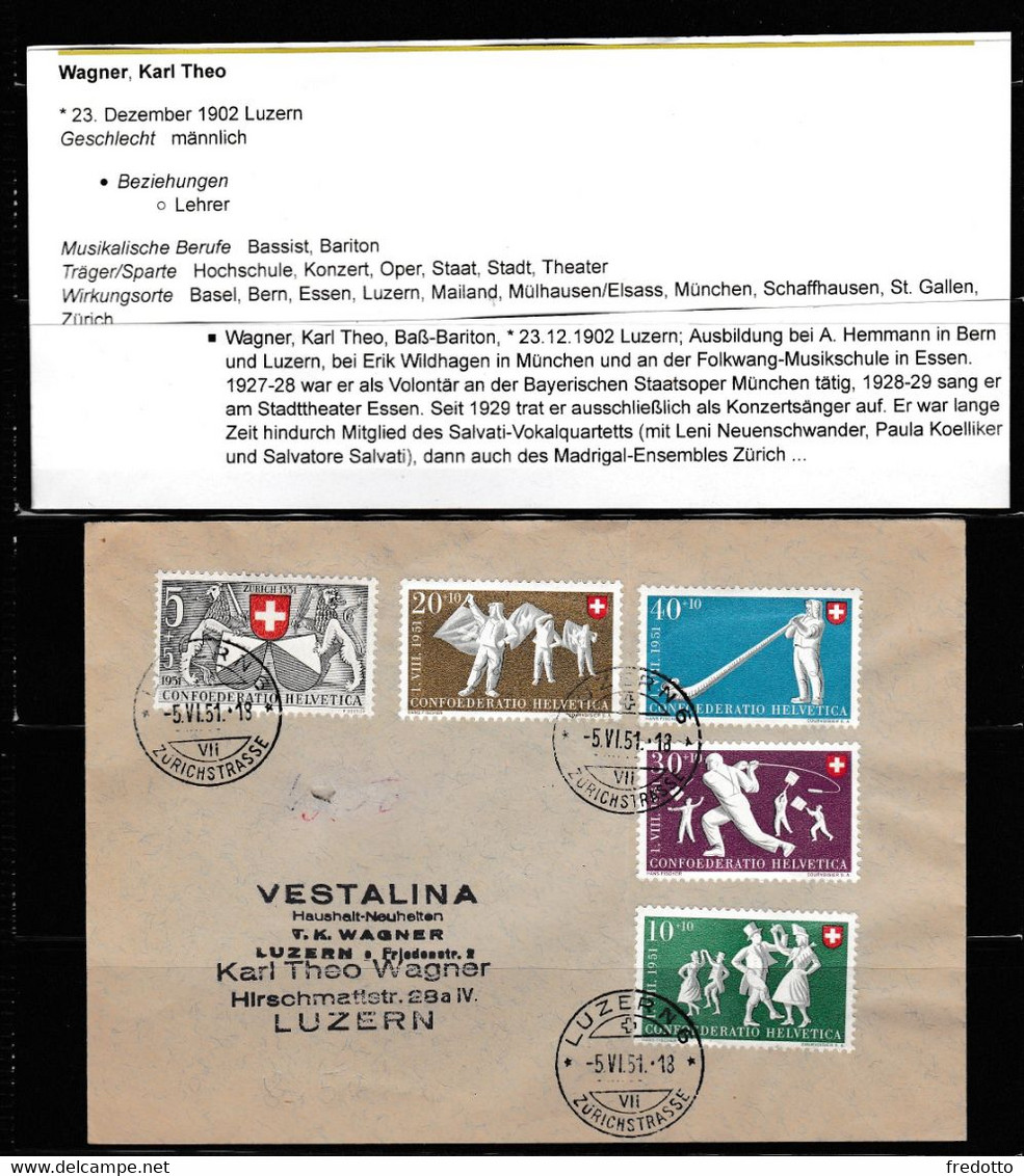 Luzern-Schweiz, Komponierte Lieder Von Karl Theo Wagner Sänger & Komponist-Liedgut Versendet Auf Postkarten. - Scholingsboek