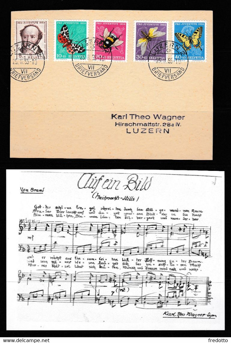 Luzern-Schweiz, Komponierte Lieder Von Karl Theo Wagner Sänger & Komponist-Liedgut Versendet Auf Postkarten. - Folk Music