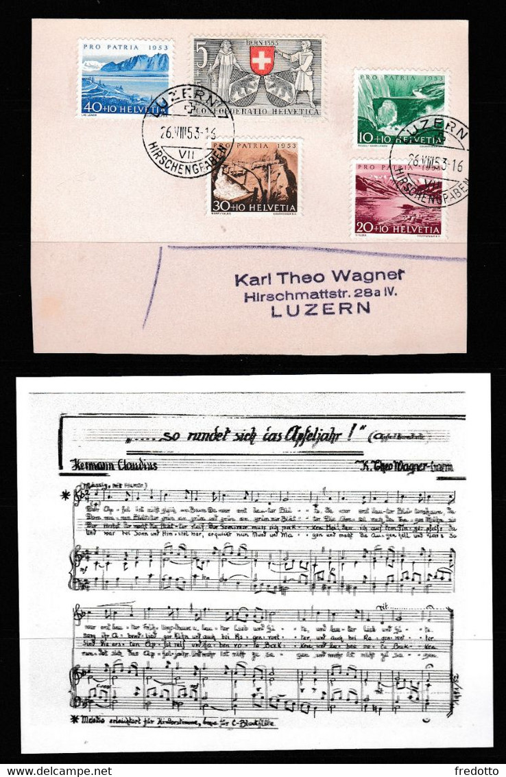 Luzern-Schweiz, Komponierte Lieder Von Karl Theo Wagner Sänger & Komponist-Liedgut Versendet Auf Postkarten. - Volksmusik
