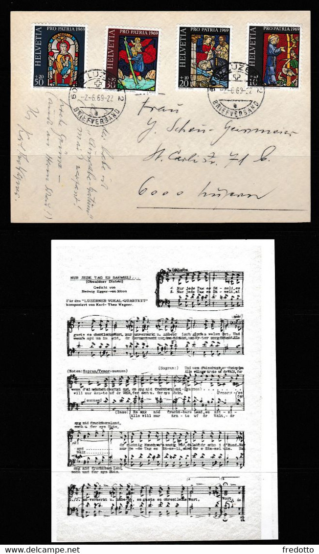 Luzern-Schweiz, komponierte Lieder von Karl Theo Wagner Sänger & Komponist-Liedgut versendet auf Postkarten.