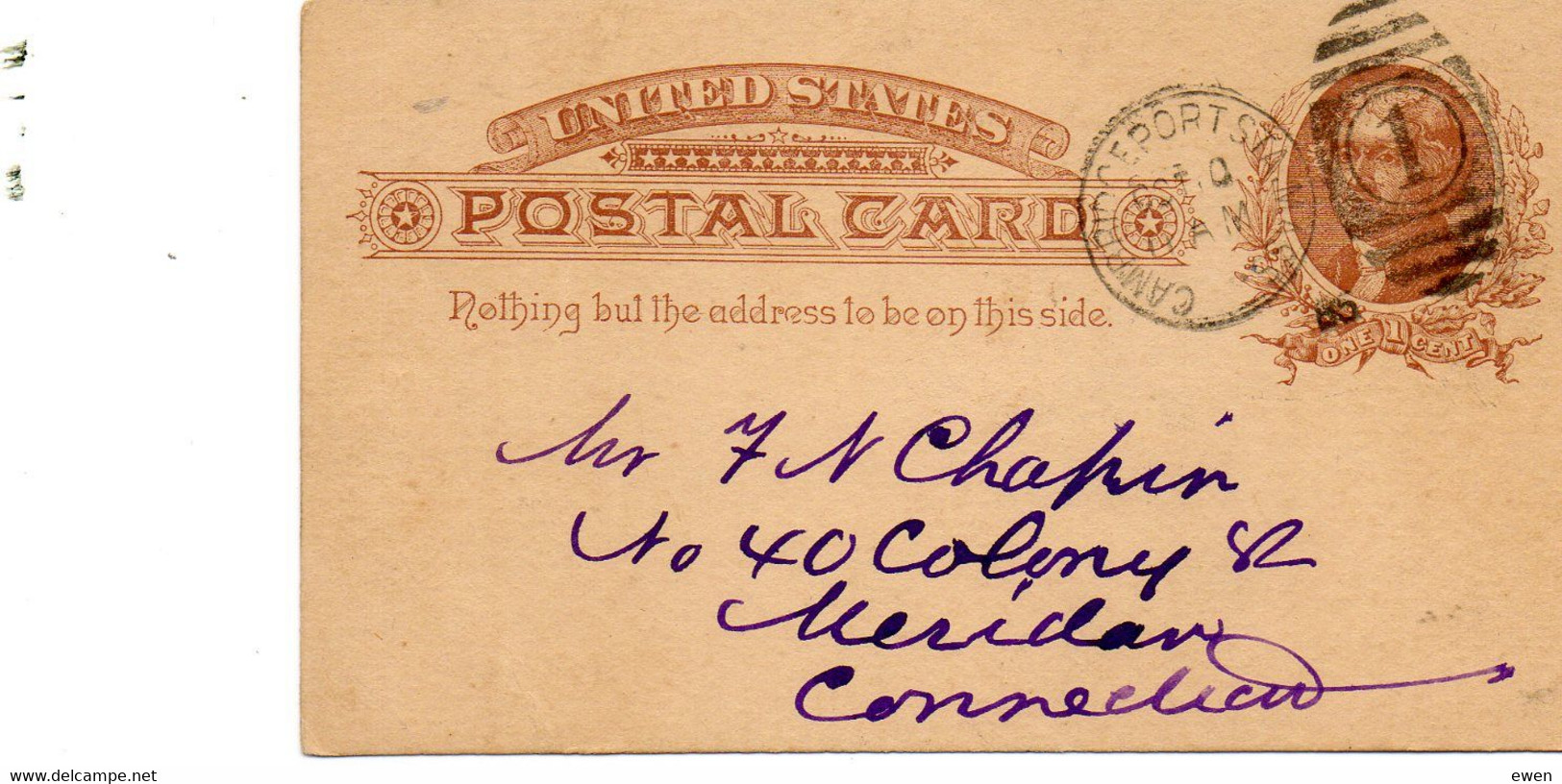 USA. 1 Cent Postcard 1900. - Briefe U. Dokumente